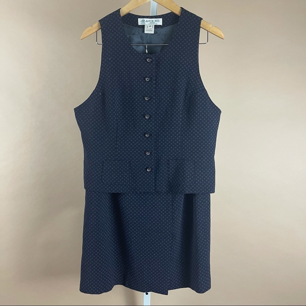 Austin Reed Vintage 14 Petite Wool Skirt Vest Suit Set Teacher Modest Office